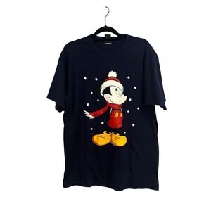 Men's VTG 90's Disney Mickey In Snow Graphic Unlimited Pullover T-Shirt Size XL